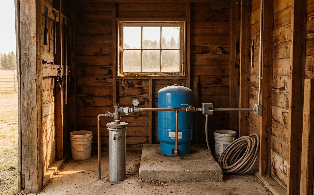 Well pressure tank system on a Southern Alberta acreage